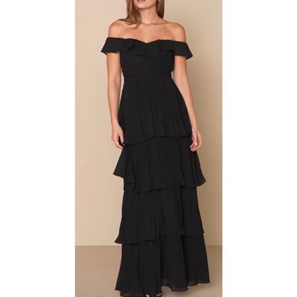 LULU'S XL Always Remarkable Black Pleated Off-the-Shoulder Maxi Dress NEW B116 - Picture 1 of 9
